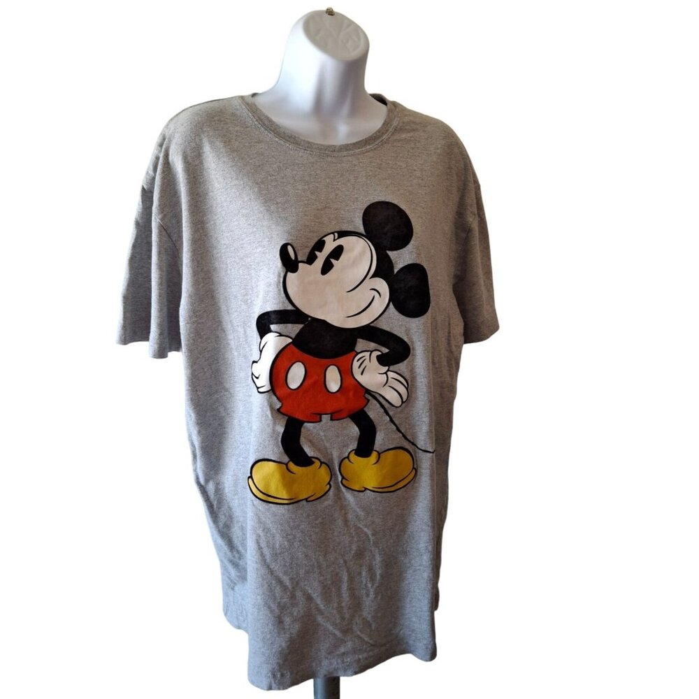 Disney Mickey Mouse Unisex Graphic T Shirt XL Gray Streetwear Nostalgia